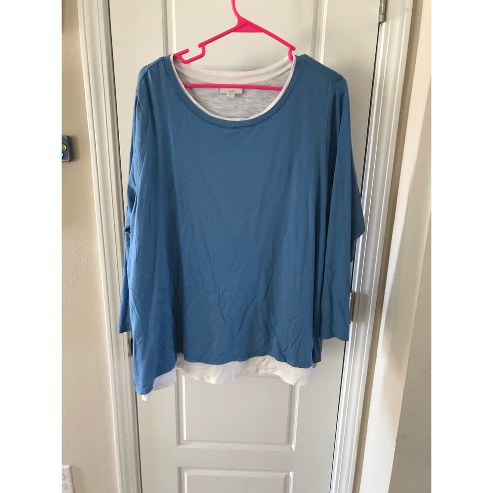 J. Jill Blue and White Long-sleeve Women’s Shirt Size XL